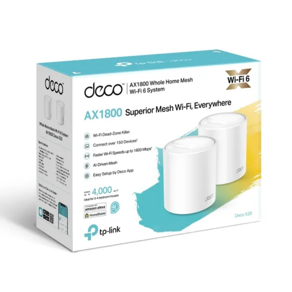 TP-LINK DECO X20 2-PACK ROUTER MESH WIFI6 AX1800 DOBLE BANDA