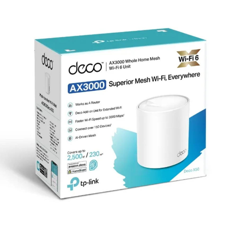 TP-LINK DECO X50 1-PACK ROUTER MESH WIFI6 AX3000 DOBLE BANDA