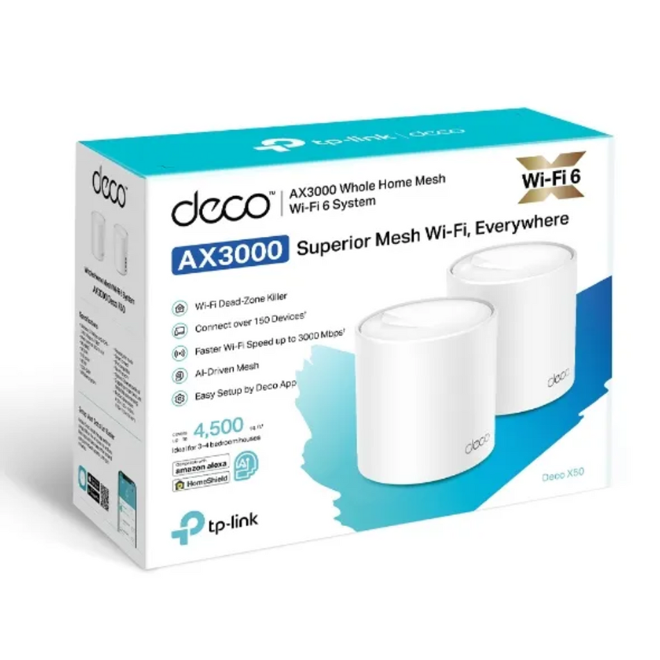 TP-LINK DECO X50 2-PACK ROUTER MESH WIFI6 AX3000 DOBLE BANDA