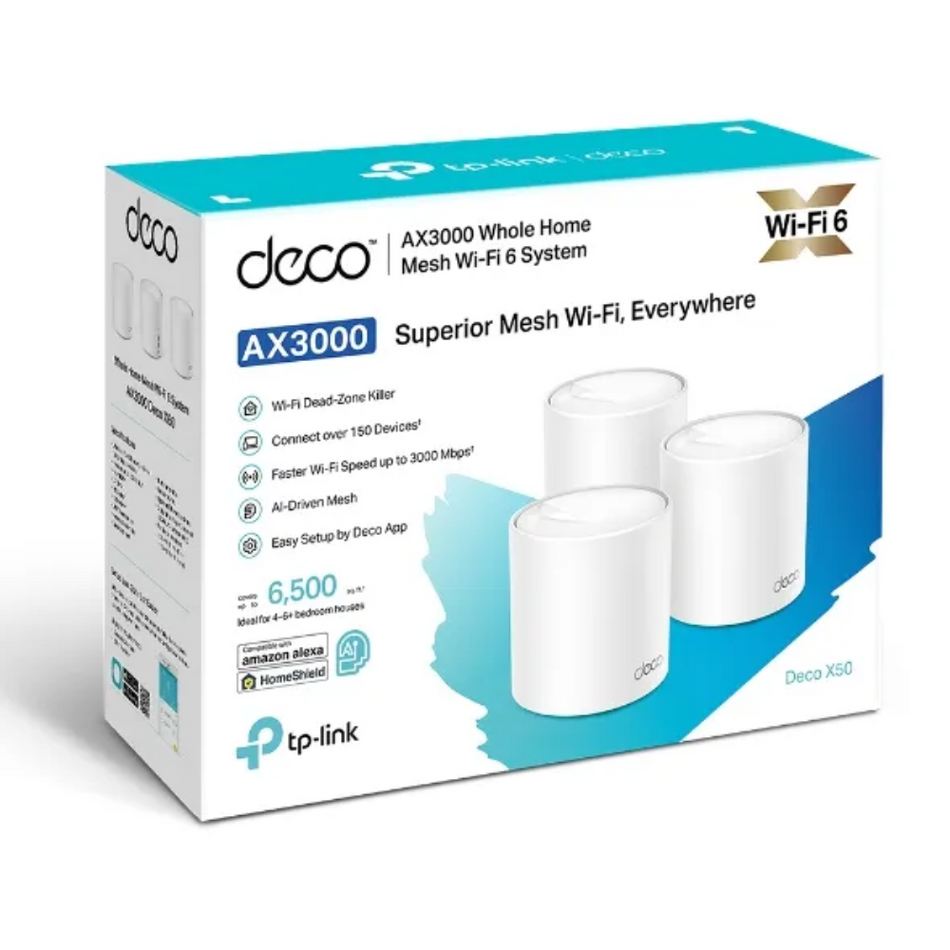 TP-LINK DECO X50 3-PACK ROUTER MESH WIFI6 AX3000 DOBLE BANDA