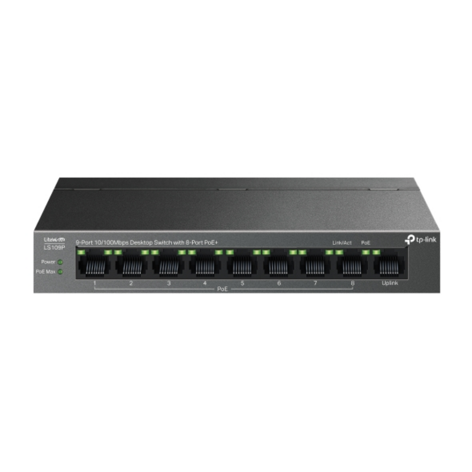 TP-LINK LS109P SWITCH 9 PUERTOS 10/100MBPS CON 8P POE+
