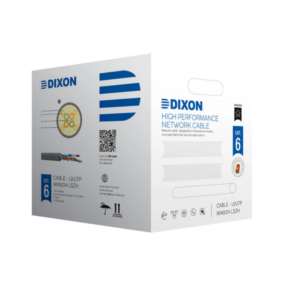 DIXON 9040/24 LSZH CABLE DE RED UTP CAT6 LSZH 305M, GRIS, COBRE