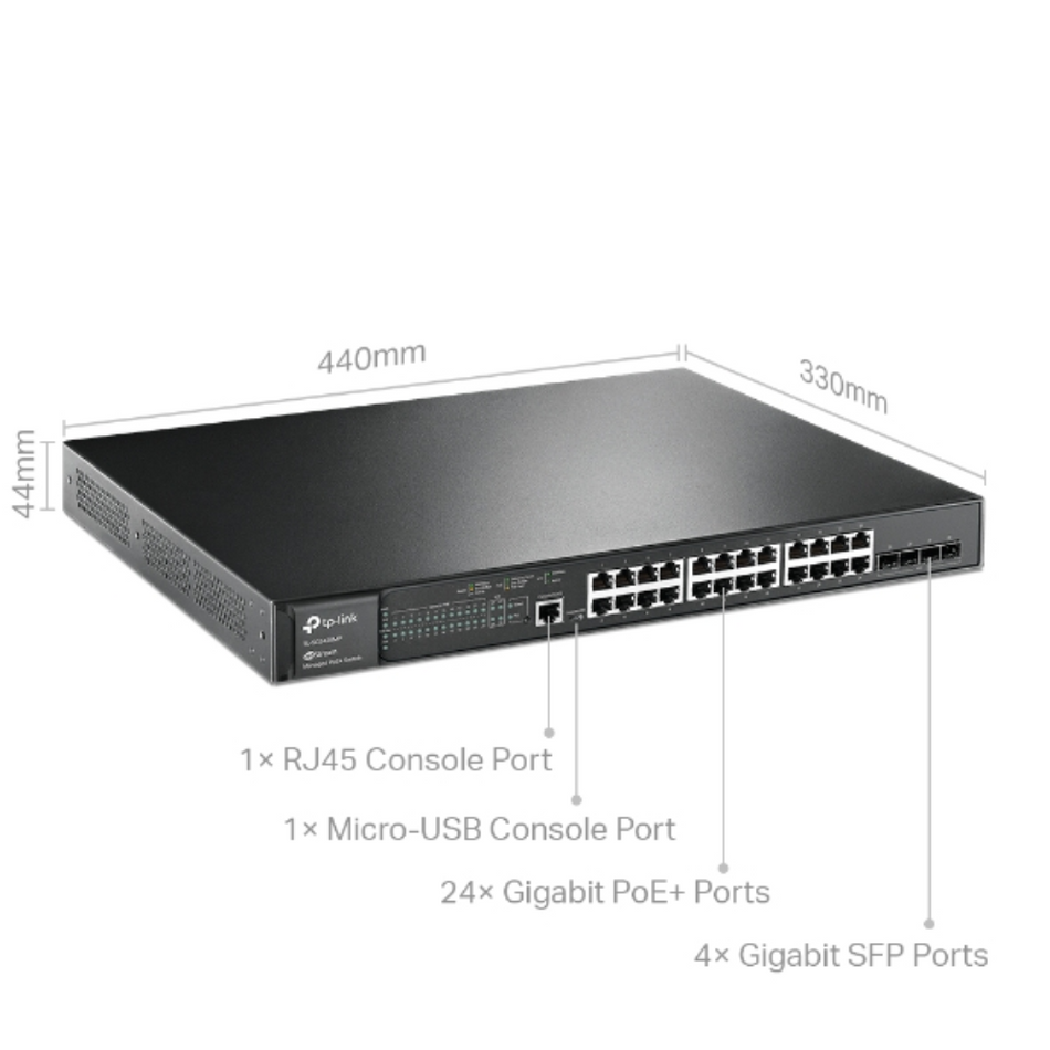 TP-LINK SG3428MP SWITCH OMADA POE 24 PUERTOS GIGABIT Y 4SFP