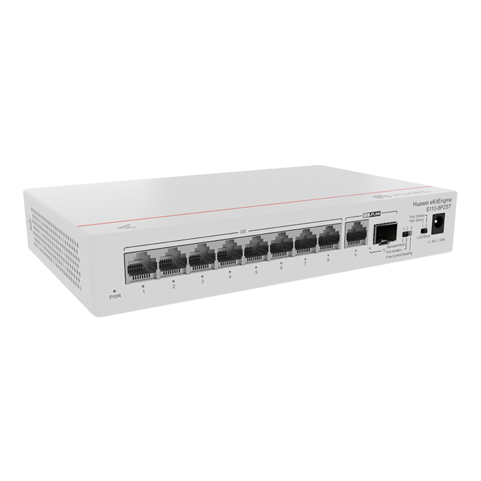 SWITCH HUAWEI EKITENGINE S110-8P2ST, 8 X 10/100/1000BASE-T(POE+) / (POE: 124 W)