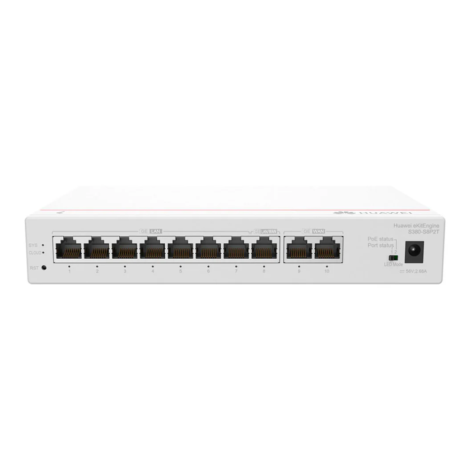 HUAWEI S380-S8P2T GATEWAY MULTISERVICIO 2GE WAN + 8GE LAN POE+ 124 W