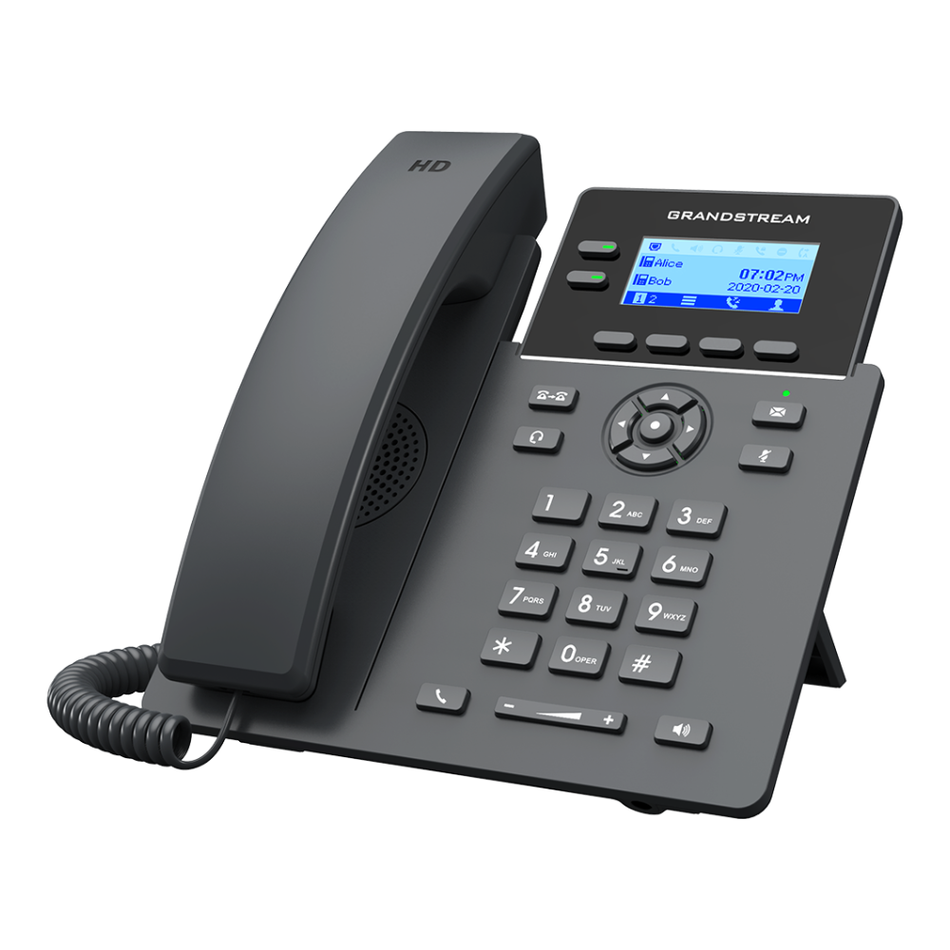 GRANDDSTREAM GRP2602P - TELEFONO IP 2 LINEAS POE 4 CUENTAS SIP SOPORTADO POR GDMS ALTAVOZ FULL-DUPLEX CON AUDIO HD NO INCLUYE FUENTE
