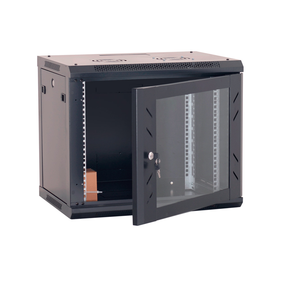 FINEN WM6412 GABINETE DE PARED 12-RU 635 X 600 X 450MM (PUERTA C/VIDRIO DE SEGURIDAD Y PANELES LATERALES DESMONTABLES)