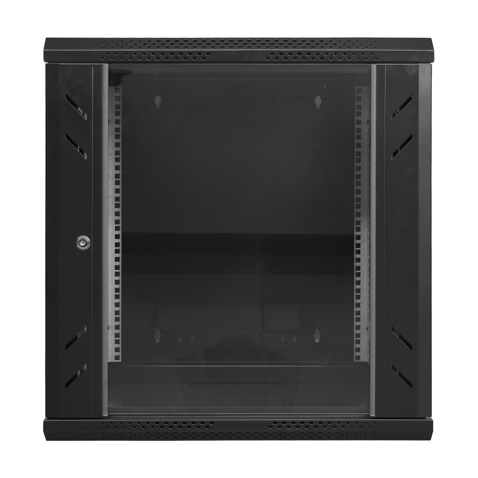 FINEN WMG6612 GABINETE DE PARED 12-RU 635 X 600 X 500+100MM (ABATIBLE, PUERTA C/VIDRIO DE SEGURIDAD)