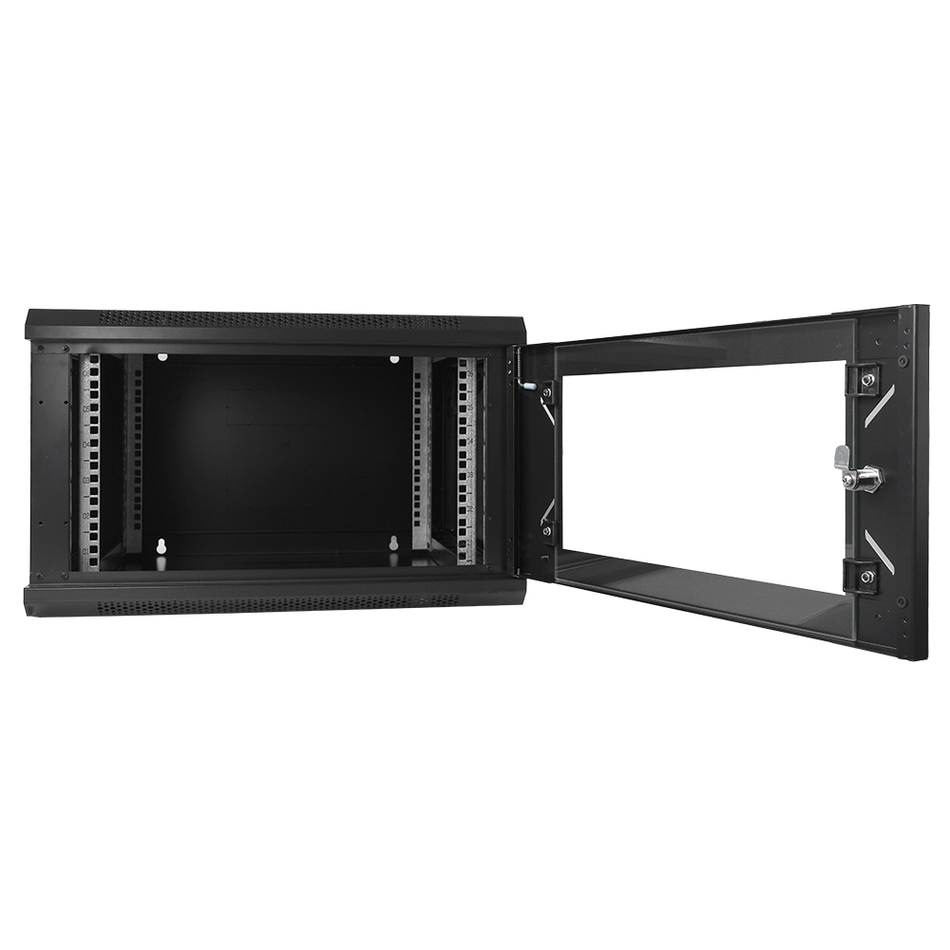 FINEN WMG6606 GABINETE DE PARED 6-RU 368 X 600 X 500+100MM (ABATIBLE, PUERTA C/VIDRIO DE SEGURIDAD)