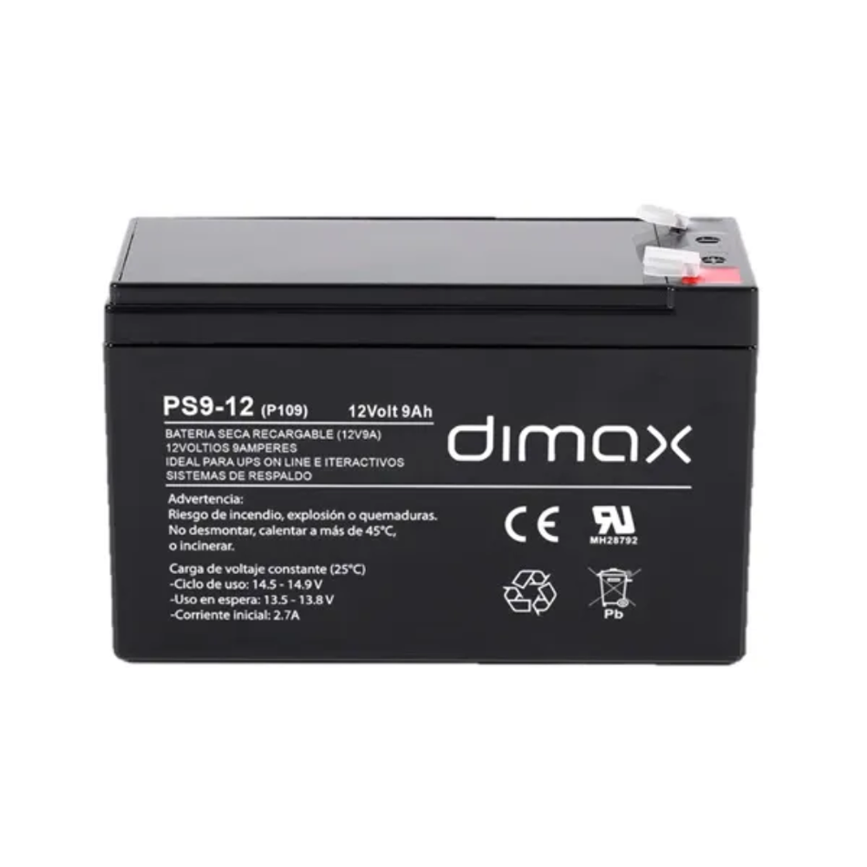 DIMAX BAT-12V9A - BATERIA SECA RECARGABLE 12 VOLTIOS 9 AMPERIOS