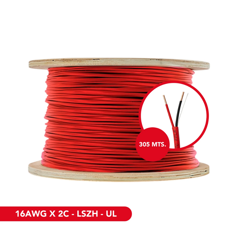 DIMAX T010 - CABLE SOLIDO FPLR 2X16 SIN BLINDAJE-TRENZADO PVC UL-LSZH 305 MTS