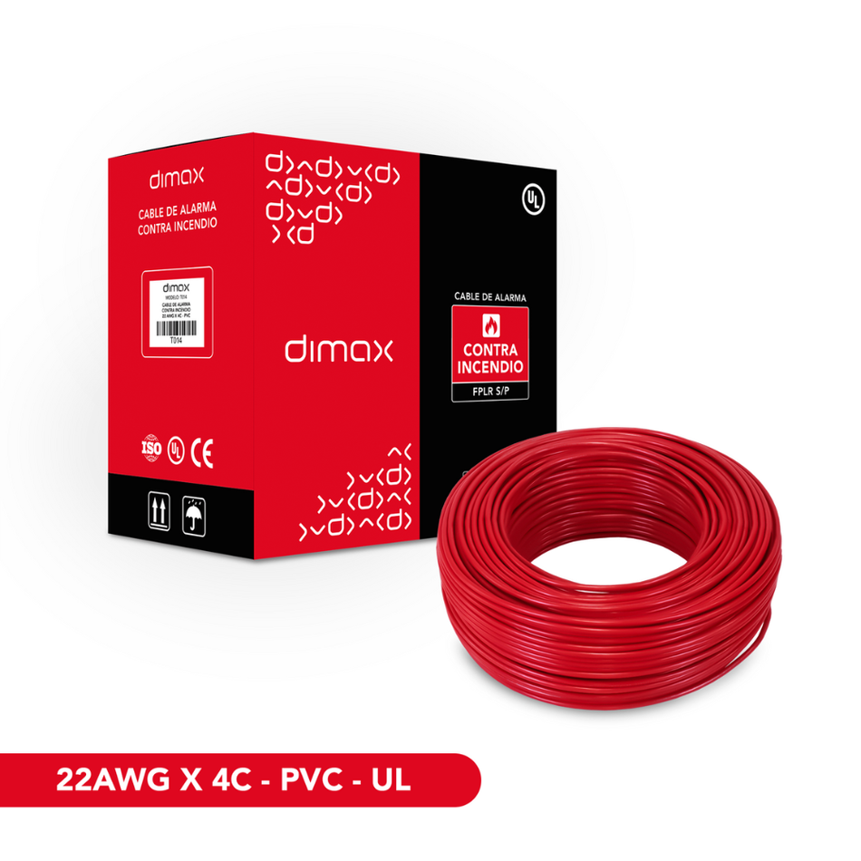 DIMAX T014 - CABLE SOLIDO FPLR 4X22 SIN BLINDAJE-TRENZADO PVC UL 305M