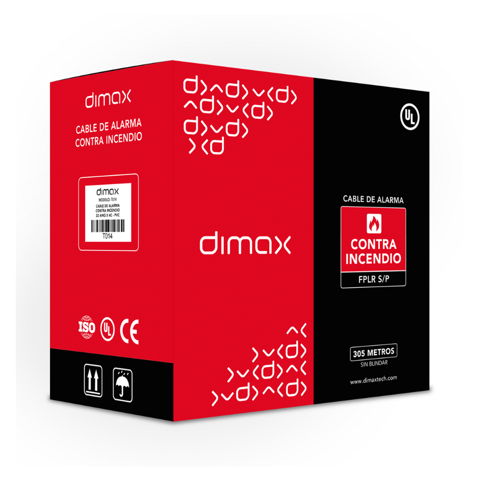 DIMAX T014 - CABLE SOLIDO FPLR 4X22 SIN BLINDAJE-TRENZADO PVC UL 305M