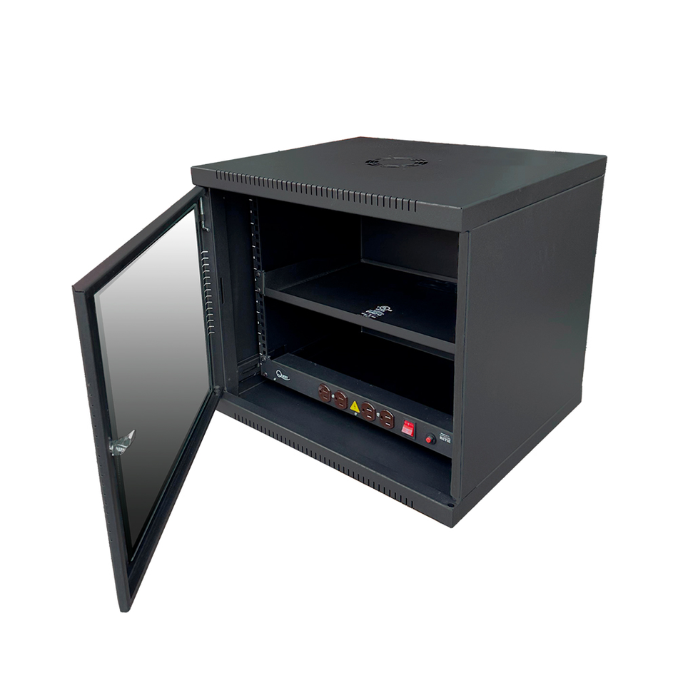 QUEST CGC-2887 GABINETE DE PARED COMPACTO 5-RU 510 X 450MM. INCLUYE: BANDEJA 1-RU + PDU DE 4 TOMAS 5-15R