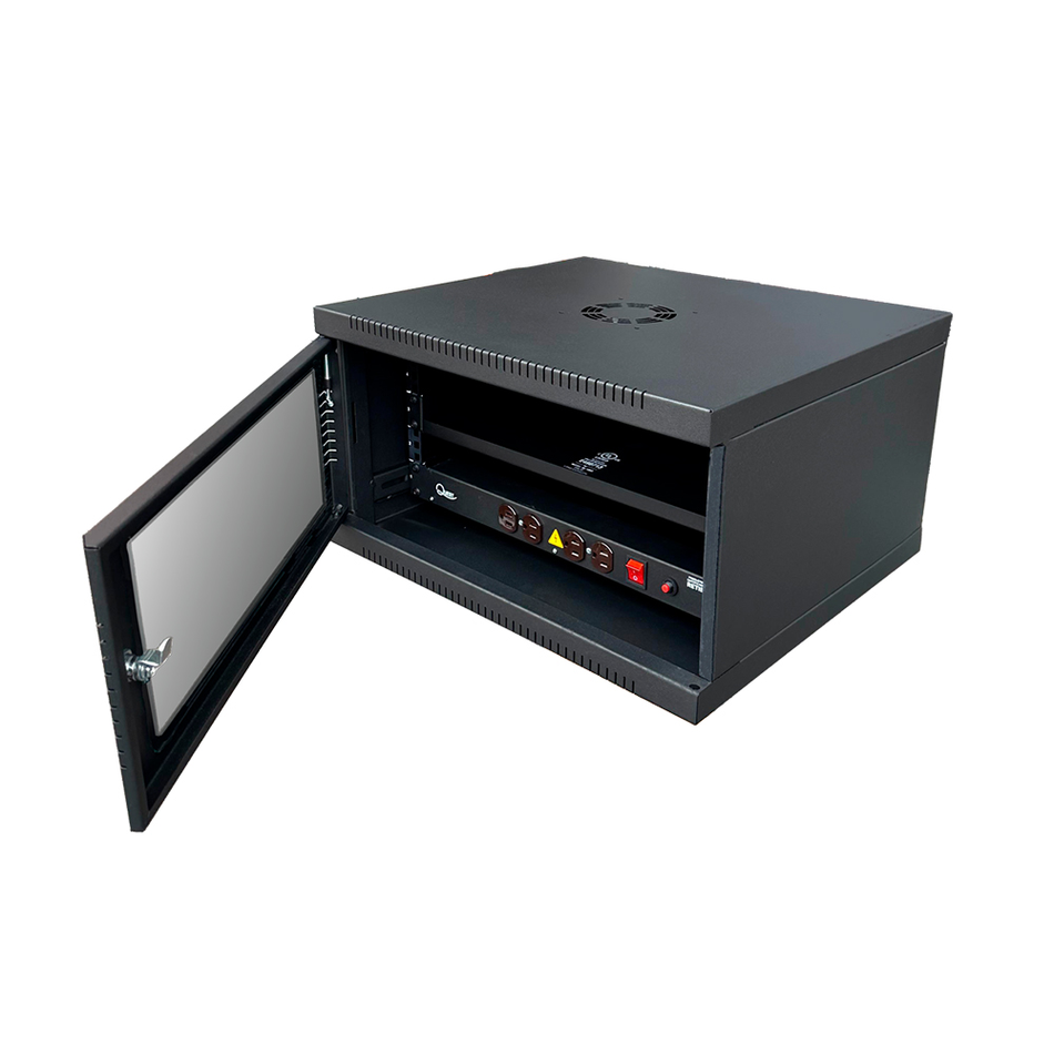 QUEST CGC-2889 GABINETE DE PARED COMPACTO 9-RU 510 X 450MM. INCLUYE: BANDEJA 1-RU + PDU DE 4 TOMAS 5-15R