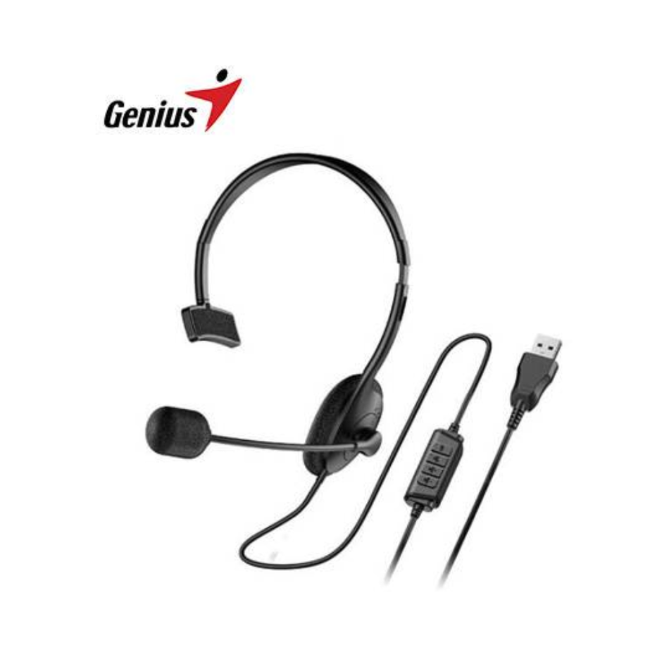 GENIUS HS-100U AUDIFONO CON MICROFONO MONO USB-A NEGRO 31710027400