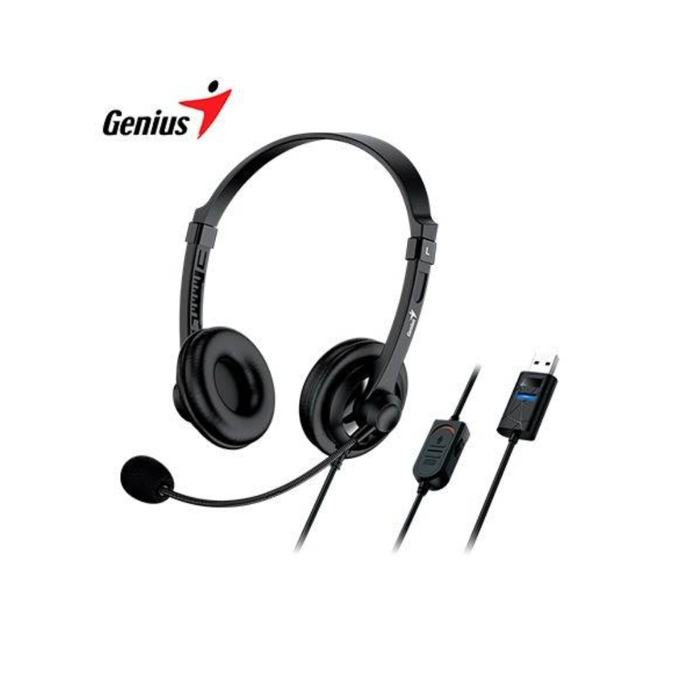GENIUS HS-230U AUDIFONO CON MICROFONO USB-A 2.4M NEGRO 31710021401