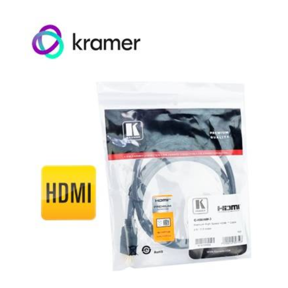 KRAMER 97-0101003 CABLE HDMI  C-HM/HM-3 DE ALTA VELOCIDAD MALE-MALE 3FT  0.9M