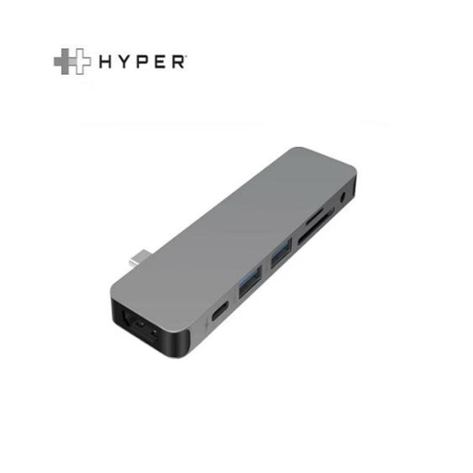 HYPER 	GN21D-GRAY HUB USB-C 7 EN 1 CON HDMI USB-A 3.0 LECTOR DE TARJETAS, USB-C Y ENTREGA DE ENERGÍA DE 60W GRIS