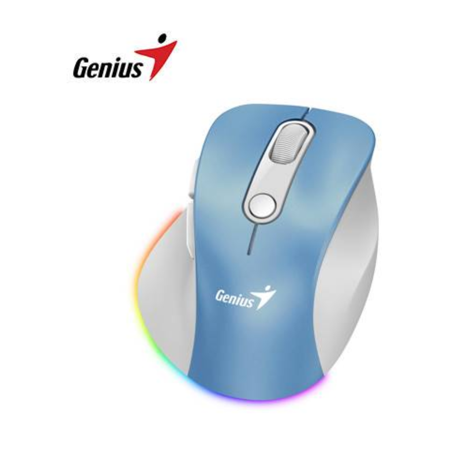 GENIUS ERGO 9000S PRO MOUSE RECARGABLE INALÁMBRICO DUAL/BLUETOOTH 6 BOTONES SILENCIOSO LUZ RGB AZUL 31030039401