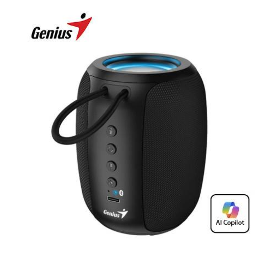 GENIUS SP-915BT PARLANTE BLUETOOTH 5 W 6 HORAS MICRÓFONO IA COPILOT RGB NEGRO (31730052400)