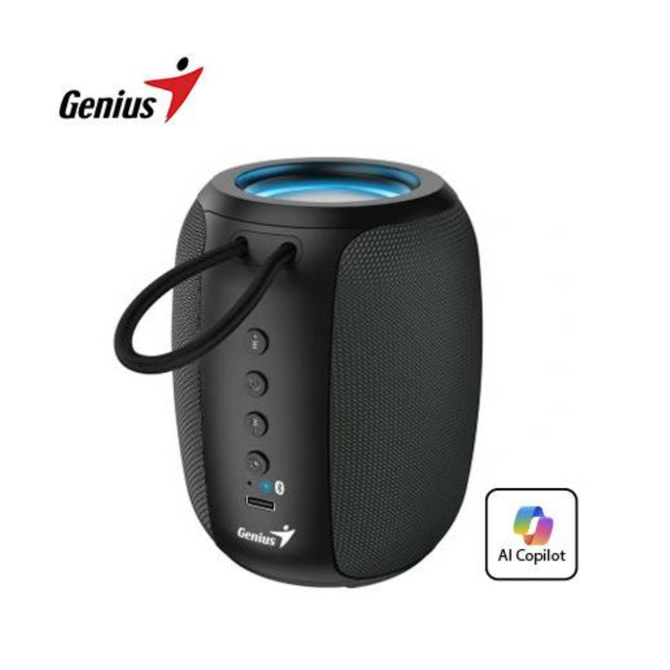 GENIUS SP-915BT PARLANTE BLUETOOTH 5 W 6 HORAS MICRÓFONO IA COPILOT RGB NEGRO/GRIS (31730052401)