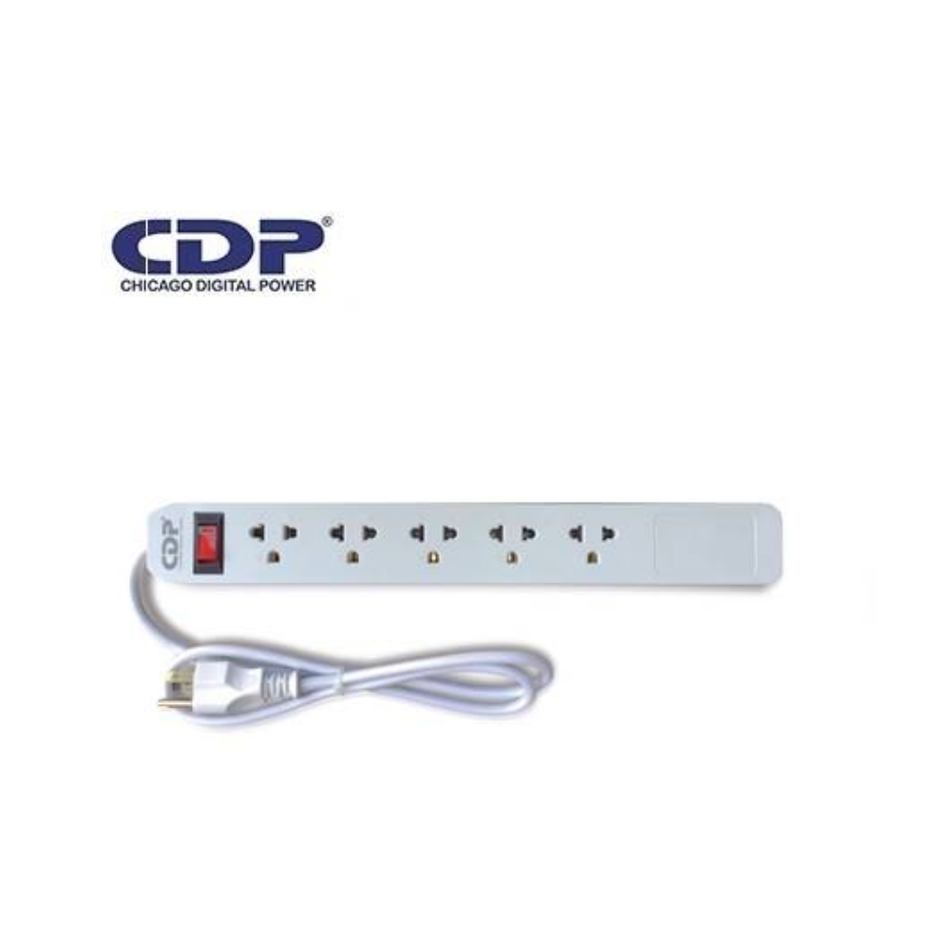 SUPRESOR DE PICOS CDP DE 5 TOMAS BLANCO 220V (R-SS5)