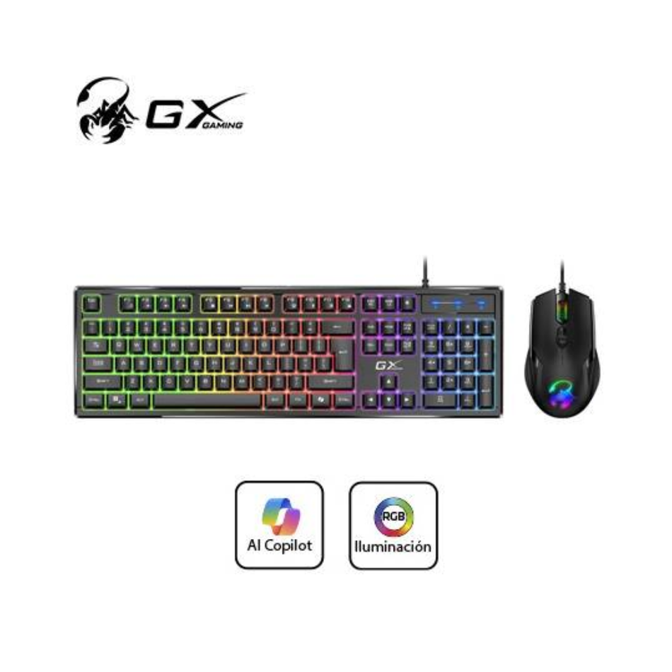 GENIUS SCORPION KM-GX6  TECLADO + MOUSE AI COPILOT GAMING RGB 19 TECLAS ANTI-GHOSTING 3200 DPI NEGRO (31330010401)