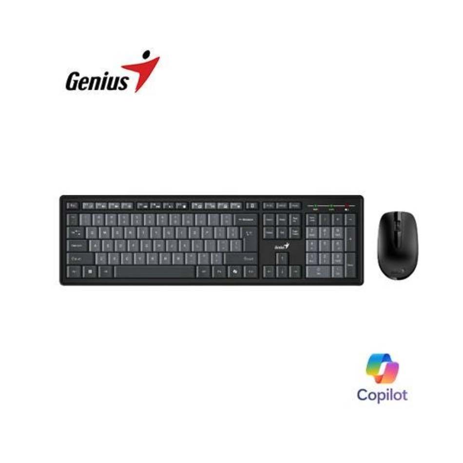 GENIUS KM-8200 TECLADO + MOUSE INALÁMBRICO AI COPILOT MULTIMEDIA ESPAÑOL NEGRO/GRIS (31340003420)