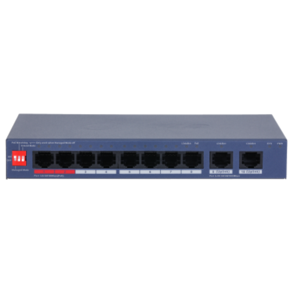 DAHUA CS4010-8ET2GT-110 SWITCH PoE  8 PUERTOS PoE  802.3af/at, Hi-PoE  10/100Mbps 110W  POE 2.0