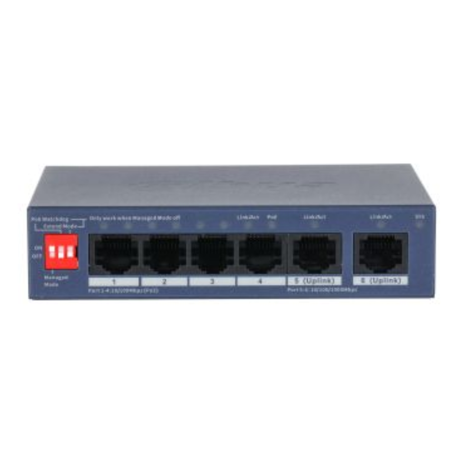 DAHUA CS4006-4ET2GT-36 SWITCH PoE  4 PUERTOS PoE  802.3af/at  10/100Mbps  36W  POE 2.0