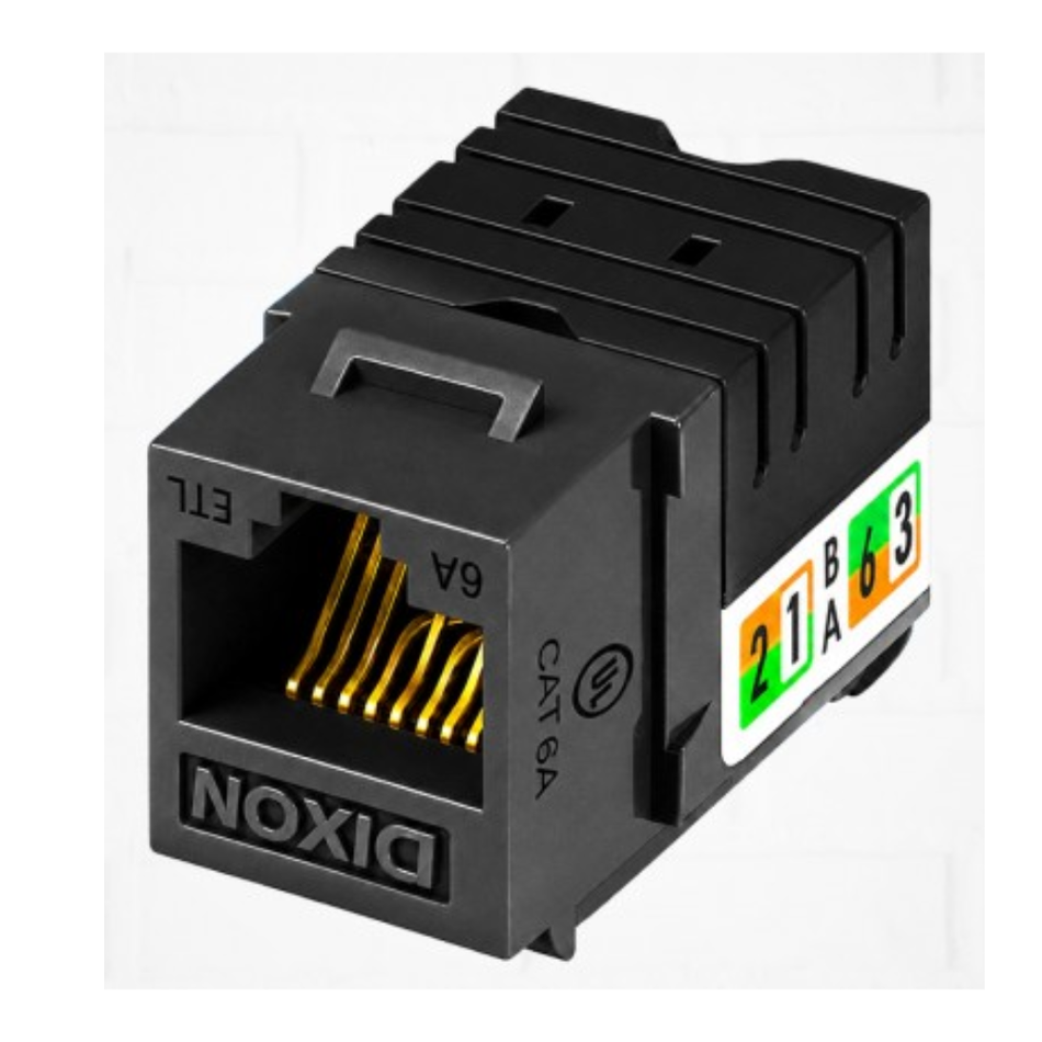 DIXON KJ38-C6A-US/BKN JACK 90° CAT. 6A DE PONCHEO NEGRO