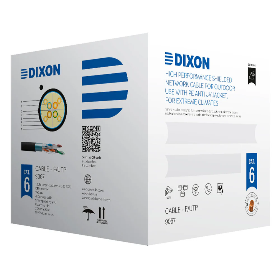 DAHUA 9067  CABLE DE COBRE UTP STP CAT.6 4Px23AWG NEGRO EXTERIORES UV 305M
