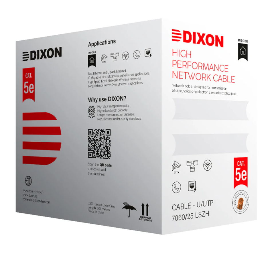 DIXON 7060/25 LSZH CABLE U/UTP CAT.5E 4Px25 AWG GRIS LSZH 305M