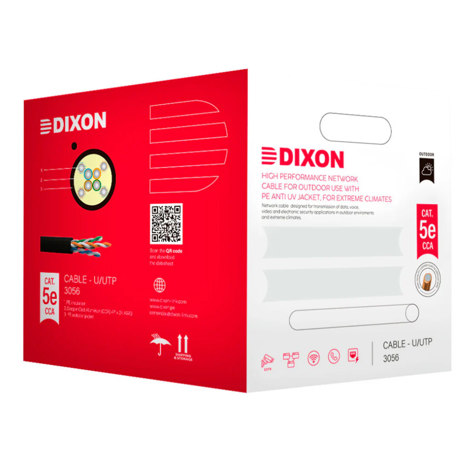 DIXON 3056 CABLE U/UTP CCA CAT.5e 4Px24AWG NEGRO EXTERIORES UV305M