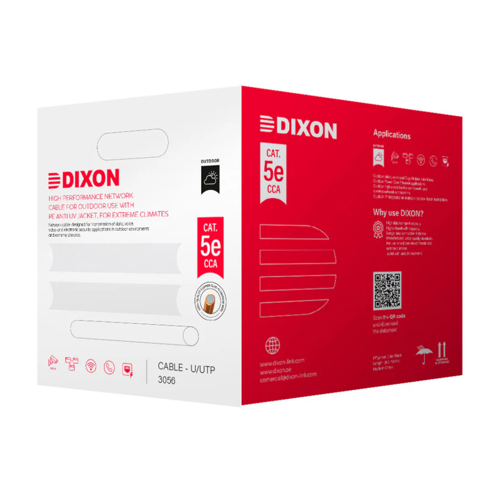 DIXON 3056 CABLE U/UTP CCA CAT.5e 4Px24AWG NEGRO EXTERIORES UV305M