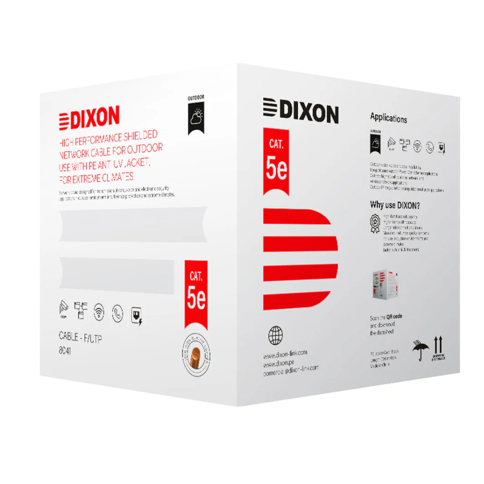 DIXON 8041 CABLE F/UTP CAT.5e 4Px24AWG NEGRO EXTERIORES UV 305M