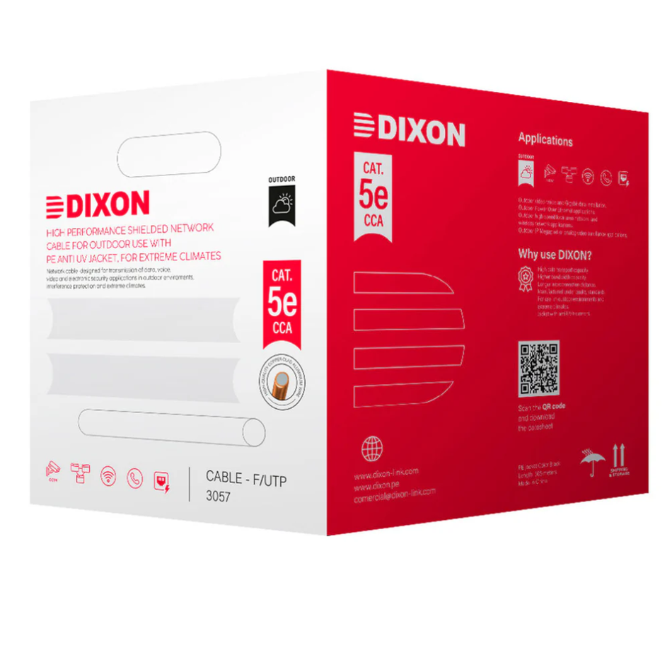 DIXON 3057 CABLE F/UTP CCA CAT.5e 4Px24AWG NEGRO EXTERIORES UV 305M