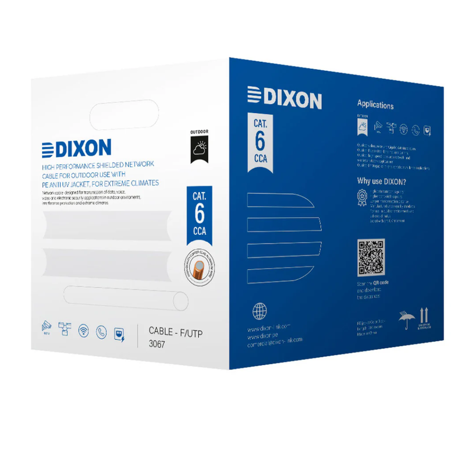 DIXON 3067 CABLE  F/UTP CCA CAT.6 4Px23AWG NEGRO EXTERIORES UV 305M
