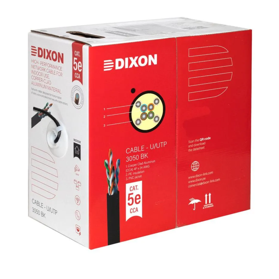 DIXON 3050 BK CABLE U/UTP CCA CAT.5e 4Px24AWG NEGRO 305M