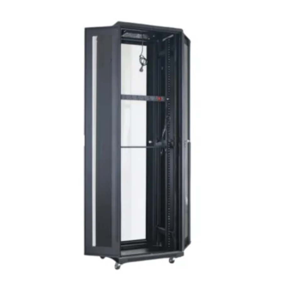 DIXON DXA.6827.EFA Gabinete de PISO, 27RU (Ancho 0.60 x Prof. 0.80), Puerta Delantera Microperforada y Posterior Doble Microperforada Max. 800 KG