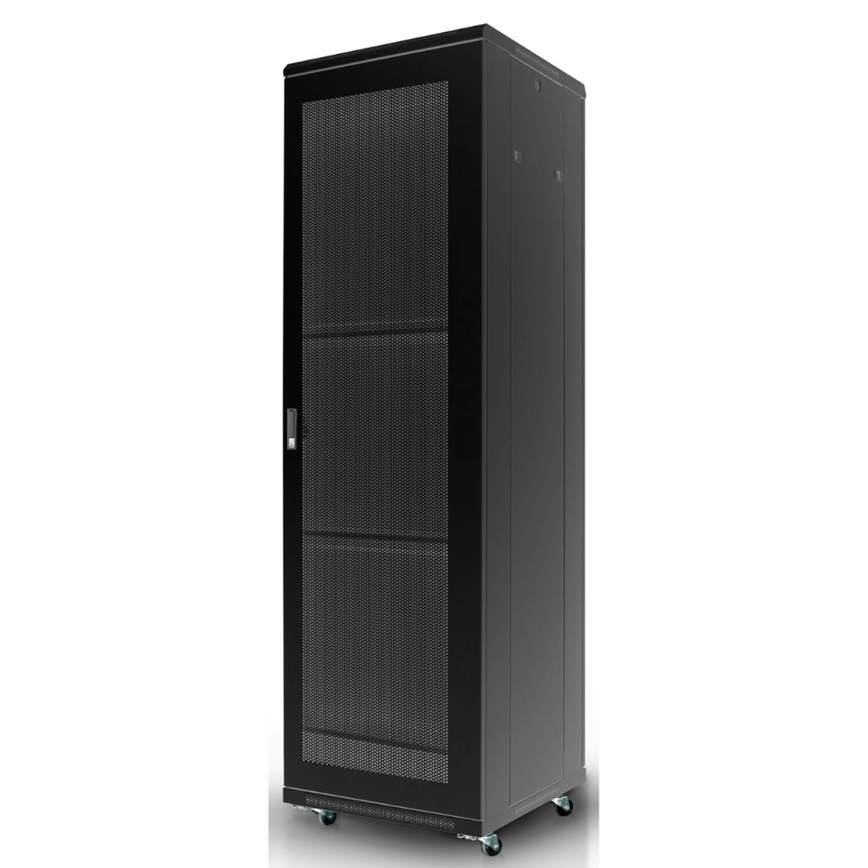 DIXON DXA.6022.EFA Gabinete de PISO, 22RU (Ancho 0.60 x Prof. 1.00), Puerta Delantera Microperforada y Posterior Doble Microperforada Max. 800 KG