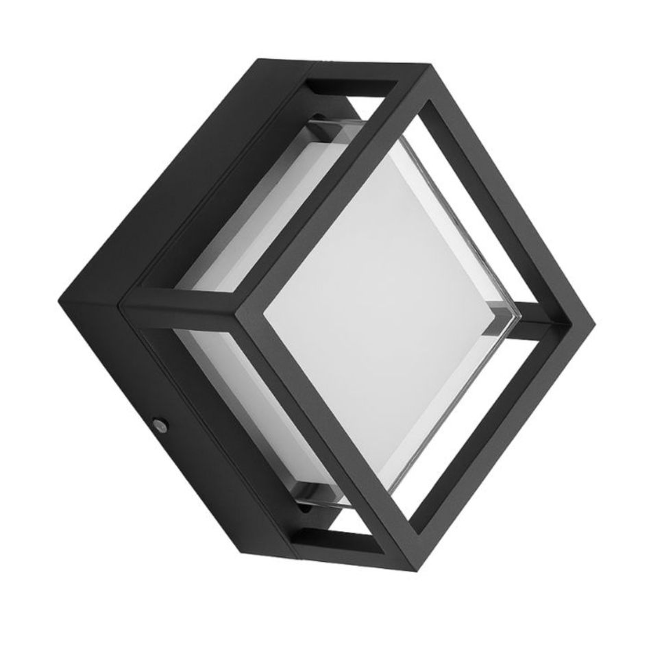 DIXON APL007-15W APLIQUE CUADRADO NEGRO 15W LUZ CALIDA