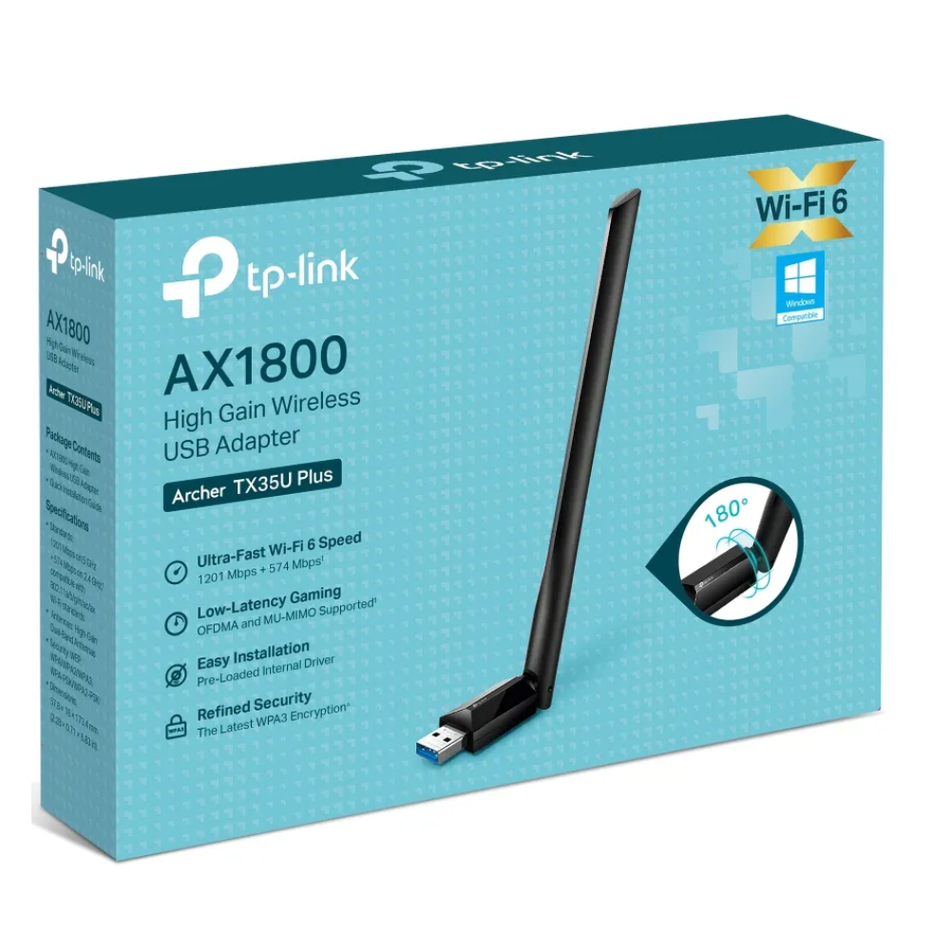TP-LINK ARCHER TX35U PLUS ADAPTADOR USB ALTA GANANCIA WI-FI 6 AX1800