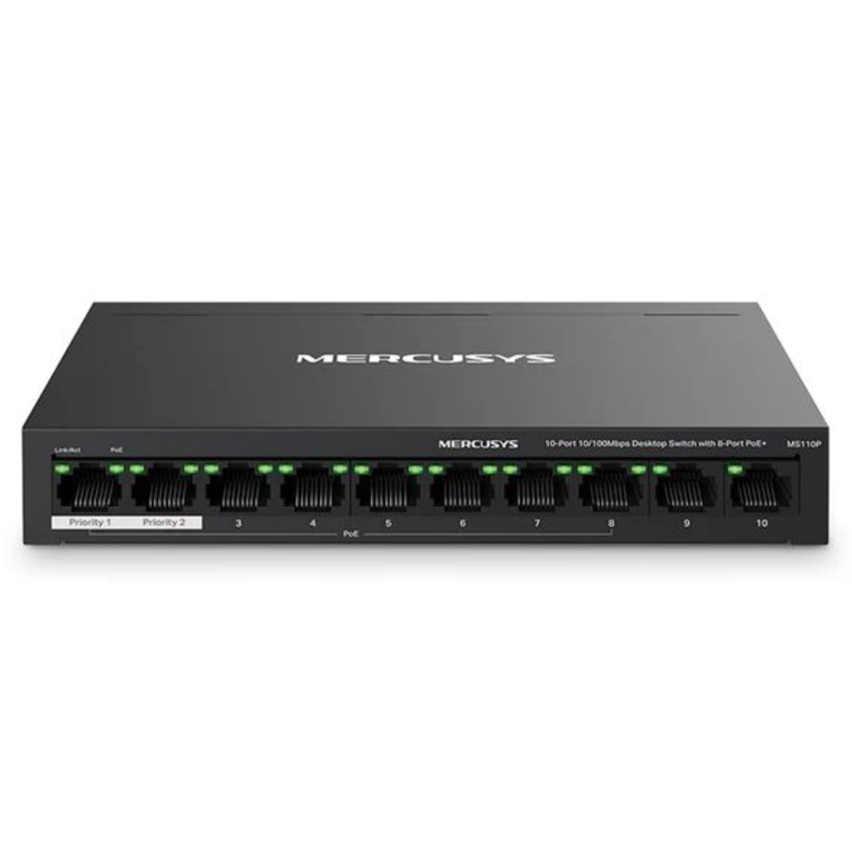 MERCUSYS MS110P SWITCH 10 PUERTOS 10/100Mbps CON 8 PUERTOS PoE+