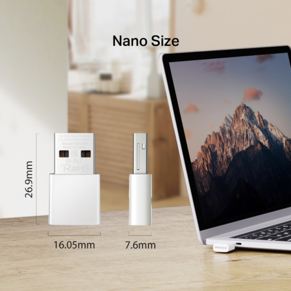 MERCUSYS MA30N ADAPTADOR USB DOBLE BANDA AC1300 NANO