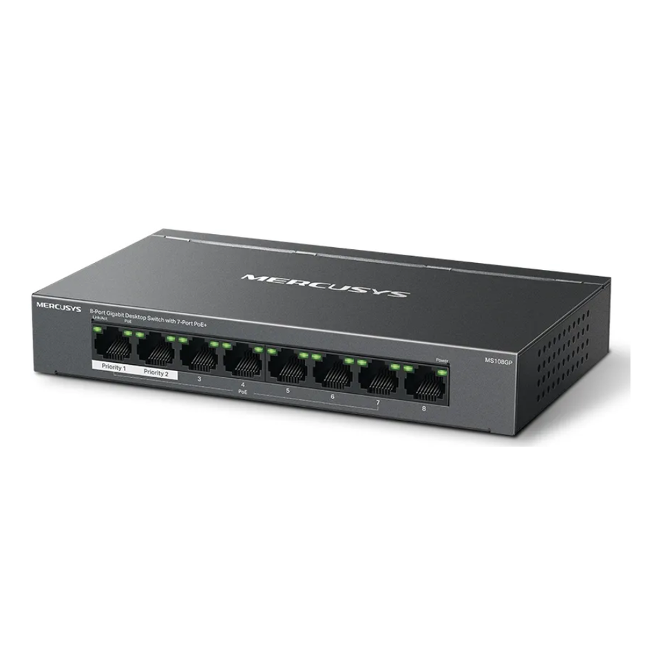 MERCUSYS MS108GP SWITCH 8 PUERTOS GB CON 7 PUERTOS PoE+