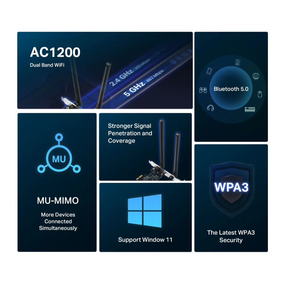 MERCUSYS MA30E ADAPTADOR PCIe BLUETOOTH AC1200