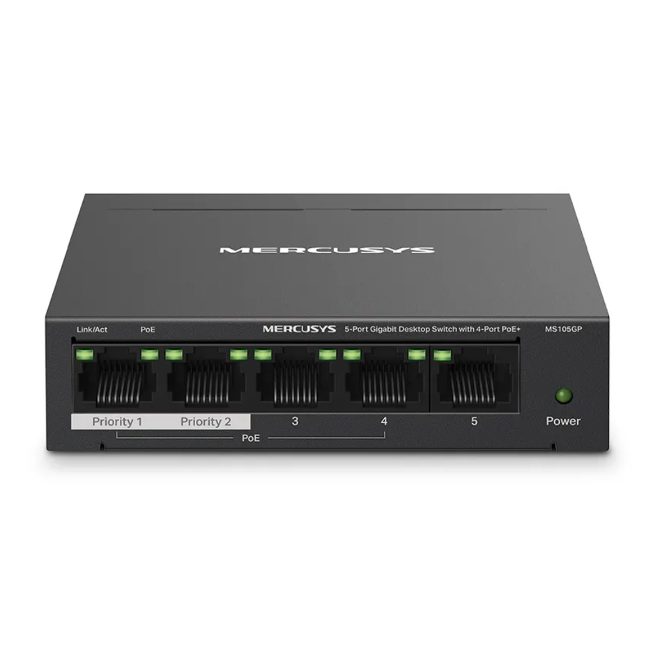 MERCUSYS MS105GP SWITCH GIGABIT DE 5 PUERTOS CON PoE+ (4 PUERTOS)