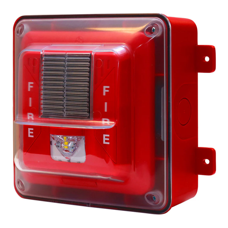 MIRCOM SPPS-204-25R-WP SIRENA DE ALARMA CON LUZ DE ESTROBO PARA PARED PROTEGIDO CONTRA INTEMPERIE, 25V